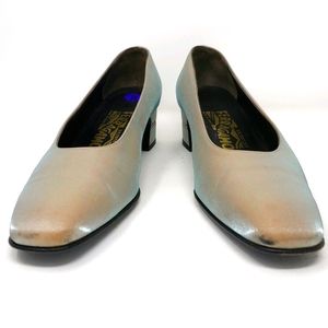 Ferragamo Champagne Shimmer 2" Heels